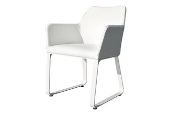  Gartenstuhl-Esszimmerstuhl Breeze Weißes Leder Passion Outdoor Living 750509-31