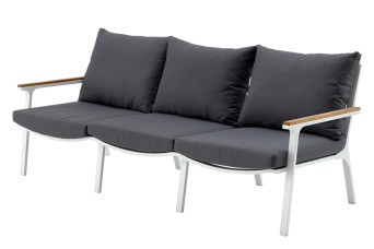  Loungebank 3 Zit Klara Wit met Teak Armleuning Fonteyn Collectie 701724-31