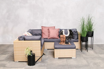 Rimini Loungeset Hoekbank Naturel Wicker