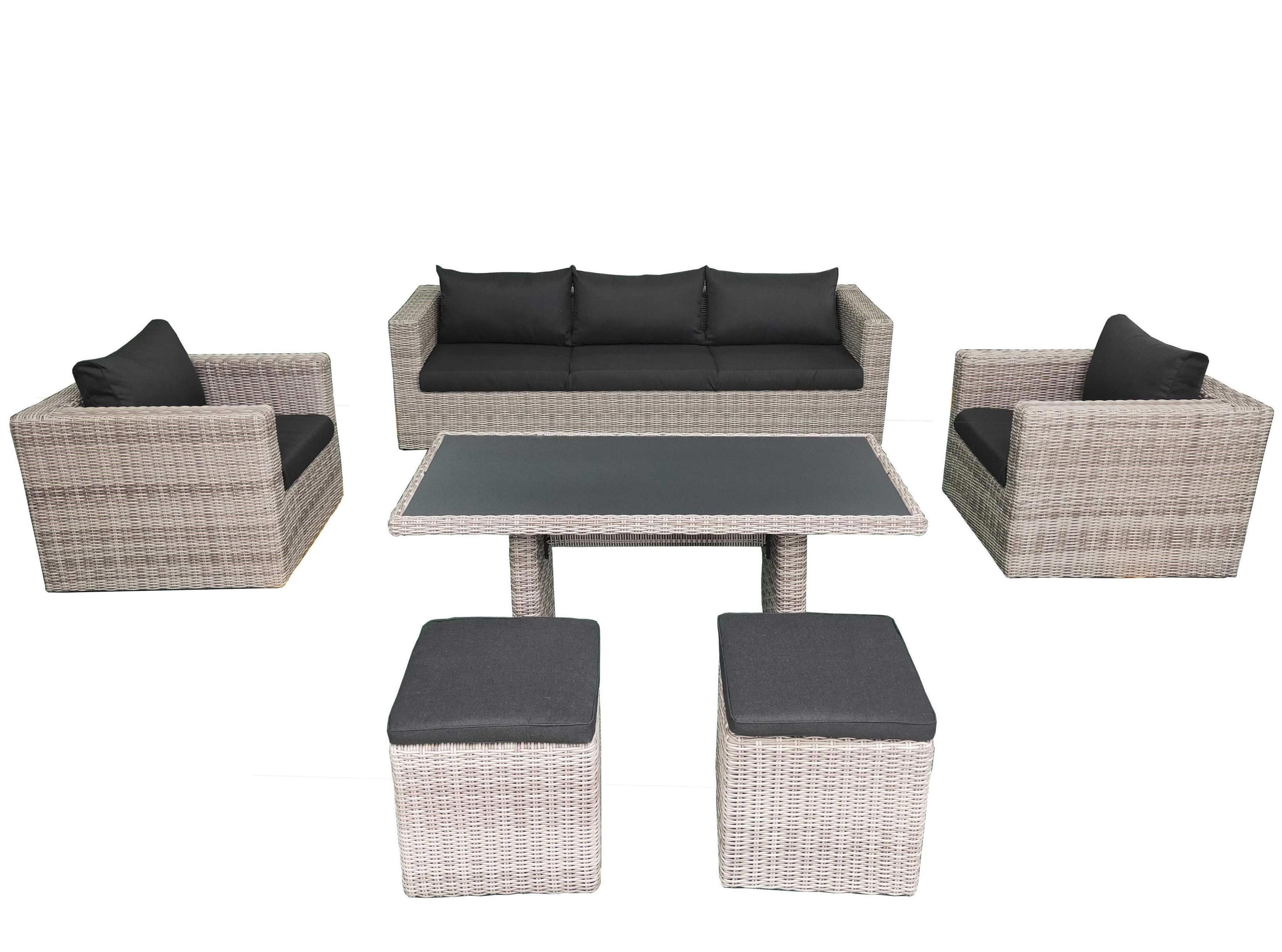 Zuinig ik heb nodig Rentmeester Salou Loungeset Met Hoge Tafel Halfmoon Light Grey - Fonteyn