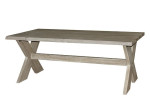 Esstisch-Gartentisch mit Kreuzbein 200 x 100 cm - Ergrautes aufgearbeitetes Teakholz - Fonteyn