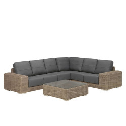 Loungeset-Ecksofa Modular 6-Sitzer/5-teilig Kingston - Pur - 4 Seasons Outdoor