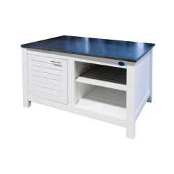 Außenküche Modul Fonteyn Schrank Fresh White / Teak Braun 110 x 62 x 60 cm