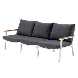 Loungebank 3 Zit Klara - Wit met Teak Armleuning - Fonteyn Collectie